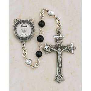  Boys Pewter First Communion Black Onyx Rosary Everything 