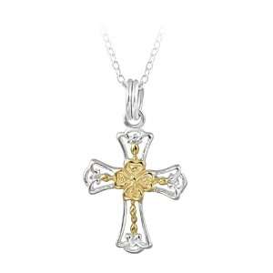   Plated and Sterling Silver Small Filigree Cross Pendant, 18 Jewelry