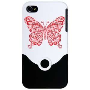  iPhone 4 or 4S Slider Case White Stylized Lacy Butterfly 