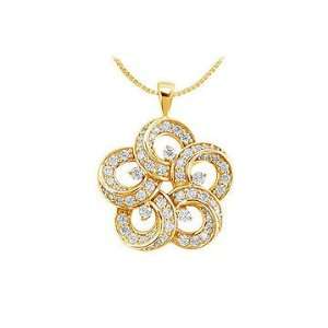   Diamond Flower Pendant  14K Yellow Gold   0.55 CT Diamonds Jewelry