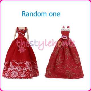 Red Princess Party Clothes Dress Gown for Barbie Dolls  