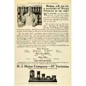  1912 Ad H. J. Heinz Fruit Preserves Jelly Butter Varieties 