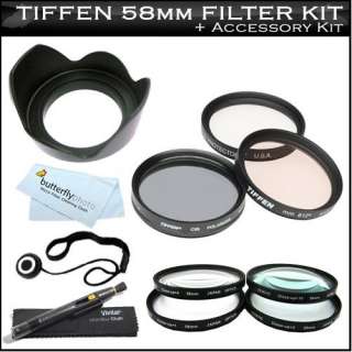   Tiffen 58mm 3PC Filter Kit (UV, CPL, 812 Warming Filter) + 4PC Close