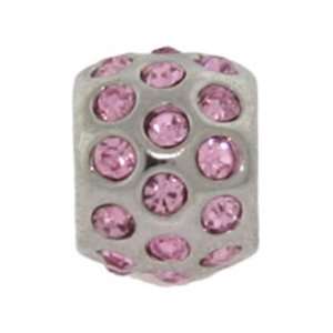  Ball of Pink CZ Bezels Oriana Bead   Pandora Bead 