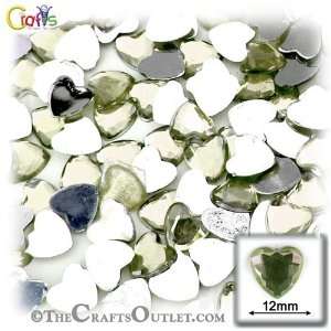  144pc Rhinestones Heart 12mm   flatback Olive Green EGR 