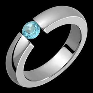 Bhanu   size 5.00 Titanium Ring with Tension Set Blue 