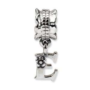  Sterling Silver Reflections Letter E Dangle Bead Jewelry