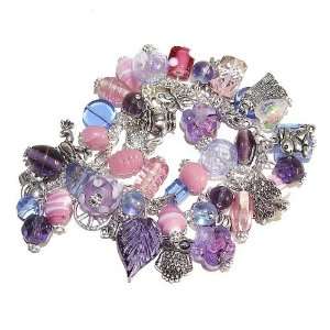The Black Cat Jewellery Store Tibetan Silver Charm Bracelet w/ Pink 