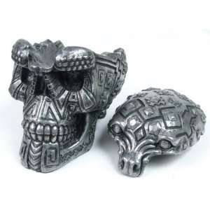  Figurine Aztec Jaguar Skull Ashtray Hand Painted Resin 
