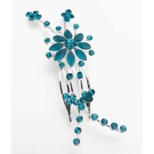  Jeweled Hair Comb   Teal Beauty