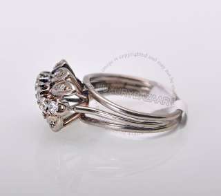 Estate Platinum Diamond Leaf Ring  