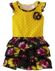 nannette girls 4 6x poplin floral print dress with ruffles