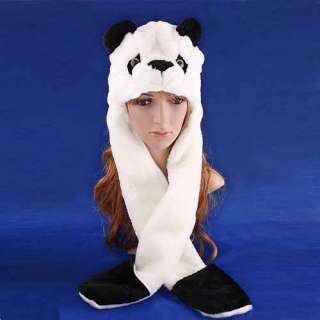 Animal Panda Cartoon Cute Fluffy Hat with Gloves H2700  