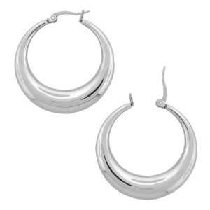  Womens Thick 50mm Hoop Earrings with Latch Closing Inox 