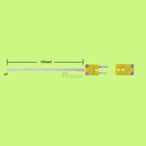 Thermocouple K Type Probe 100mm (4) with M/F Connector  