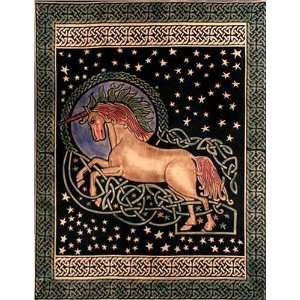  Light Brown Unicorn Indian Bedspread with Celtic Border 