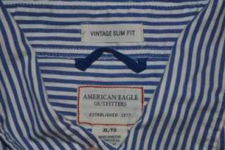 AMERICAN EAGLE BLUE STRIPED OXFORD VINTAGE SLIM FIT XL  