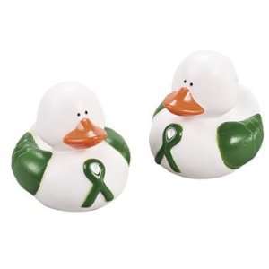 Green Awareness Ribbon Rubber Duckies   Novelty Toys & Rubber Duckies