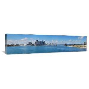 Downtown Miami and Biscayne Bay Panoramic   Gallery Wrapped Canvas 
