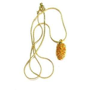   24k Gold Plated Pendant on 18 Gold Plated Twisted Serpentine Chain