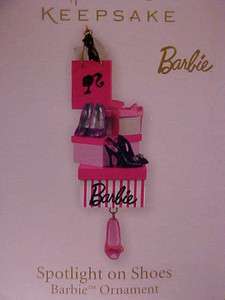 HALLMARK Spotlight on Shoes Barbie pink black shoe tree ornament New 
