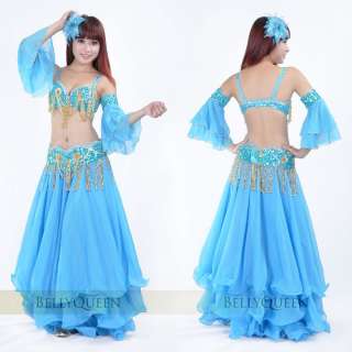Brand New Sexy Belly Dance 2 Pcs Costume Bra & Belt 2 Colors Red And 