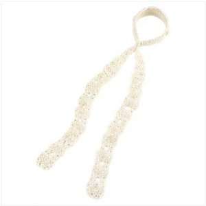  Ivory Crochet Headband Scarf 