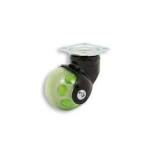  Casters   Ball Wheel Caster, Clear / Green Wheel, Black Powder Coat 