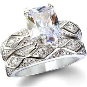  The Princess Bride Sterling Silver CZ Wedding Ring Set   7 