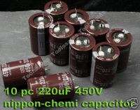 10 pc 220uF 450V nippon chemi capacitor TUBE AMP CAP  