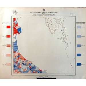   1933 Colour Map Italy Statistics Grosseto Population