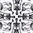 RETRO Alexander Henry OSTEOLOGY Fabric FQ Skeleton WHIT