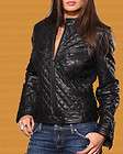 Womens GENUINE LEATHER JACKET FOR SPRING Short Black Quilted