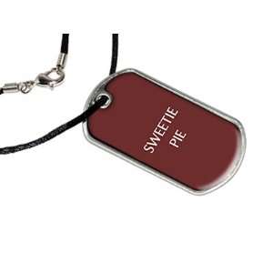  Sweetie Pie   Military Dog Tag Black Satin Cord Necklace 