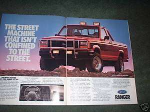 1989 FORD RANGER STX 4X4 VINTAGE TRUCK CAR AD 2 PAGE  