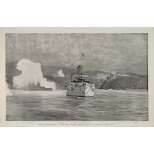   American War Naval Bombardment Ships   Original Print