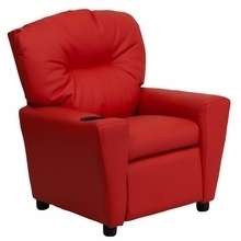 Flash Chair Kids Recliner Red Vinyl with Cup Holder  