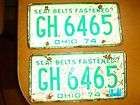 1974 License Plate Pair Vintage Ohio Tags GH 6465