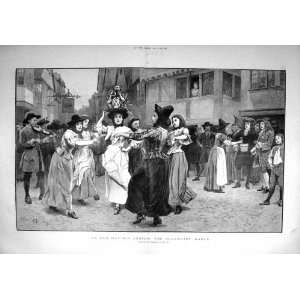    1897 May Day Custom Scene Milkmaids Dance Fine Art