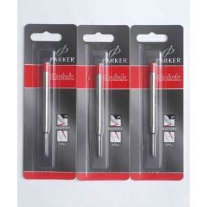  Parker   Quink 3 Red Ball Pen Refills in Blister or 