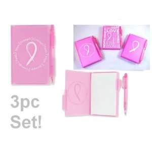   Breast Cancer Awareness Pen Notebook Set Notepad Diary Journal Pink