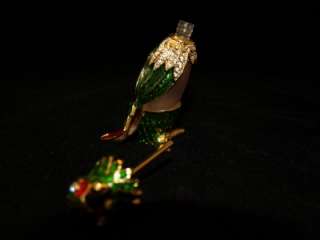 Rare Vintage Jeweled Parrot Perfume Fragrance Bottle, Enamel Paint 