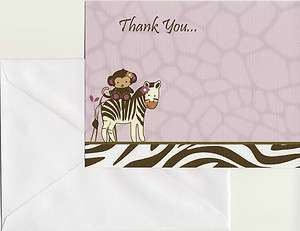 24 Printed CoCaLo Jacana Baby Shower Thank You Cards   Girl   Zebra 