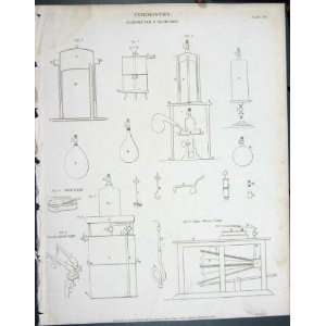   ANTIQUE PRINT 1819 CHEMISTRY GAZOMETER BLOWPIPE LOWRY