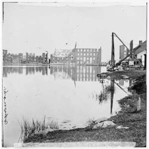 Civil War Reprint Richmond, Va. Ruined buildings on banks of the Canal 