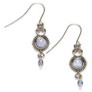 Silver Forest Blue Lace Agate Earrings Jewelry