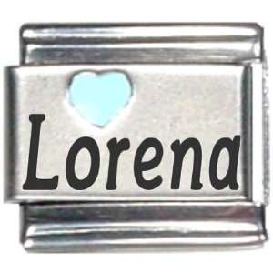 Lorena Light Blue Heart Laser Name Italian Charm Link 