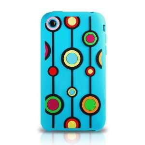  Apple iPhone 3GS 3G S Blue with Multicolor Circus Circles Lines 