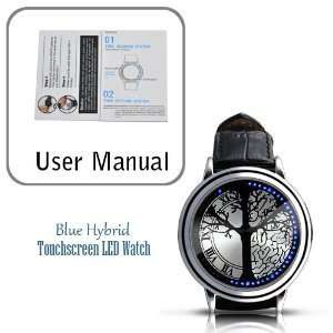   Material Blue LED Touch Screen Watch with Leather Band Electronics