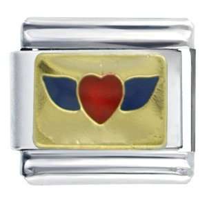 Blue Winged Heart Italian Charm Pugster Jewelry